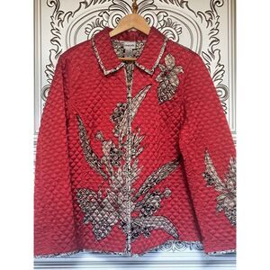 Chico's Lightweight Jacket Size 2 (US 12 / L) Red Multi Pattern NWOT